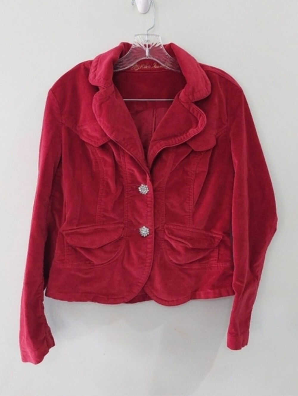 Kikit Jeans Corduroy Jacket Medium red decorative button detail